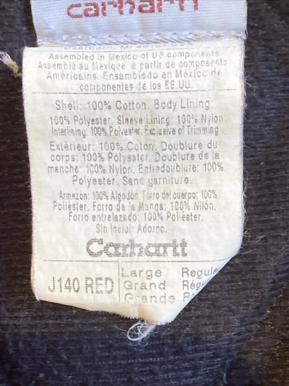 VTG Carhartt Y2K Unisex Red Hooded Zip-Up Work Farm Jacket Large USA Made - Picture 7 of 16